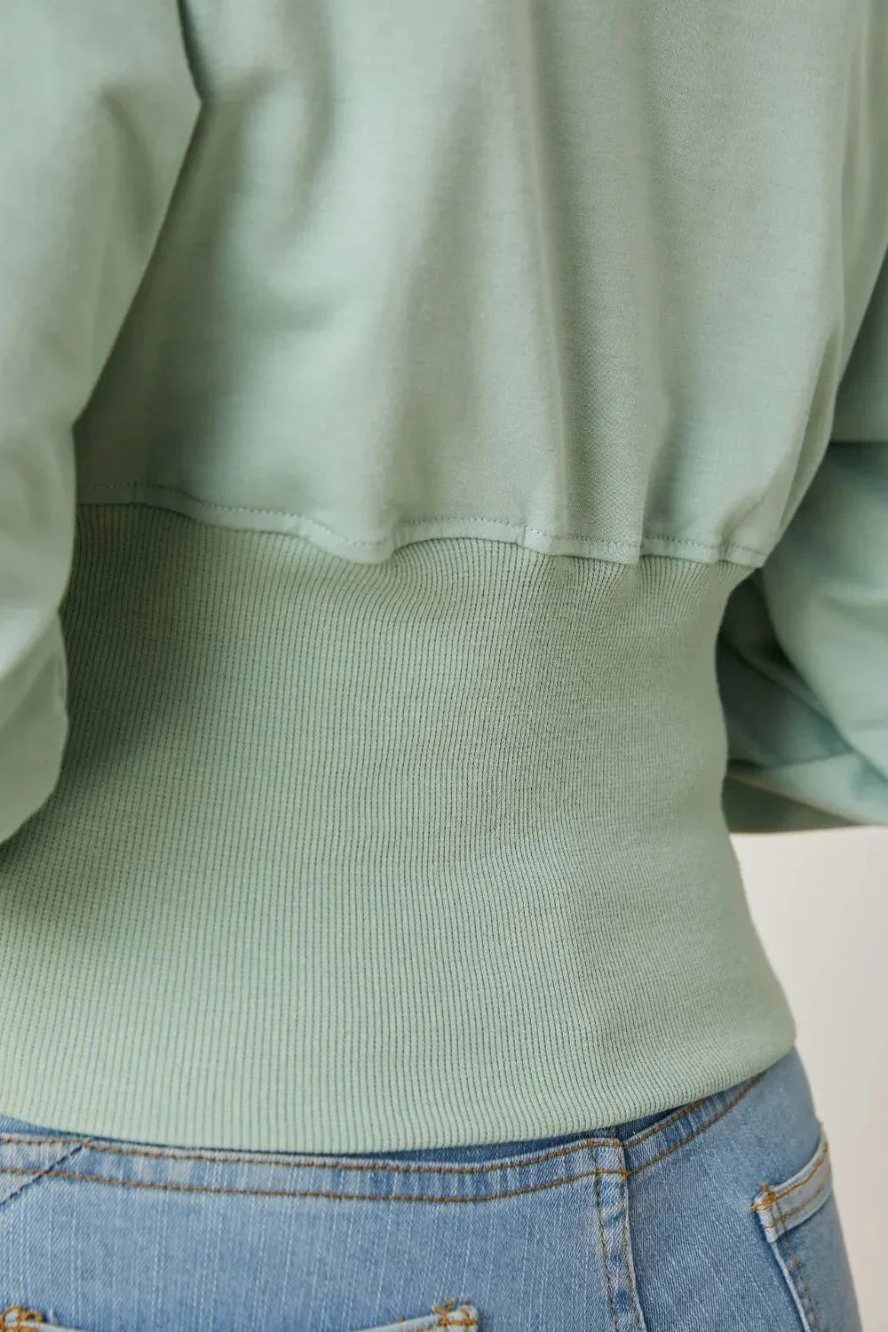 Boat Neck Lantern Sleeve Blouse - VILLA FASHION