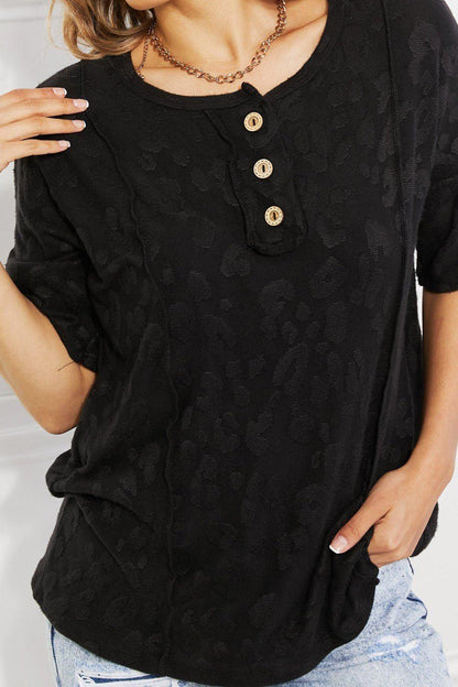 BOMBOM At The Fair Animal Textured Top in Black - VILLA FASHION