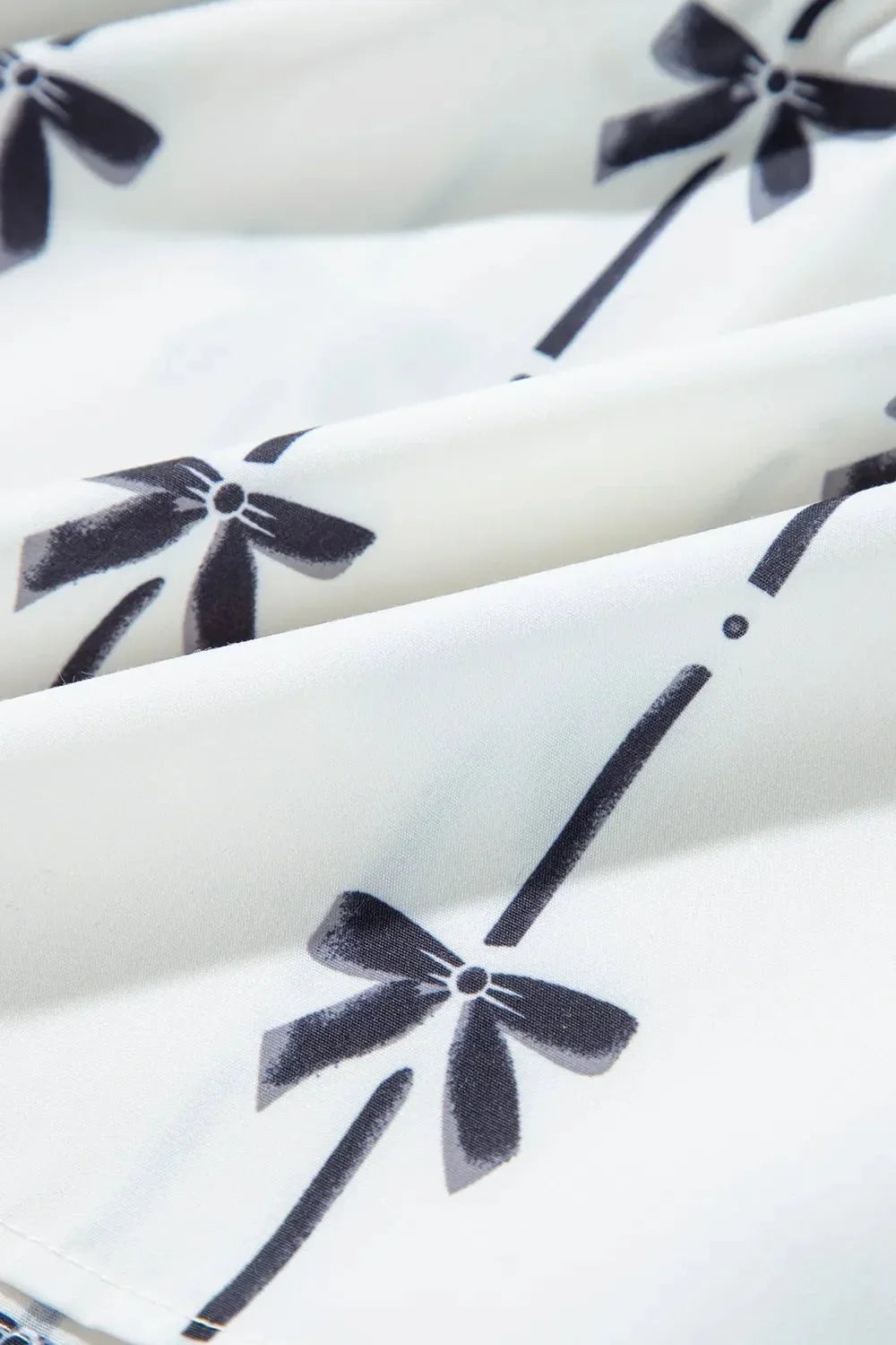 Bow Print Smocked Square Neck Ruffle Tiered Maxi Dress - VILLA FASHION