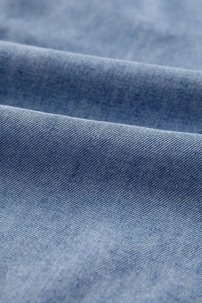 Bow Tie Long Sleeve Denim Top - VILLA FASHION