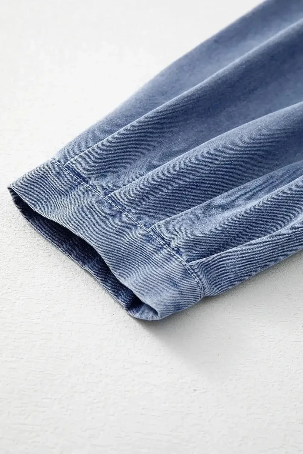 Bow Tie Long Sleeve Denim Top - VILLA FASHION