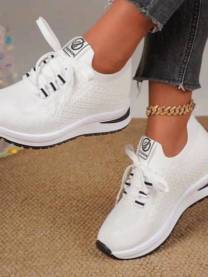 Breathable Mesh Lace Up Sneakers - VILLA FASHION