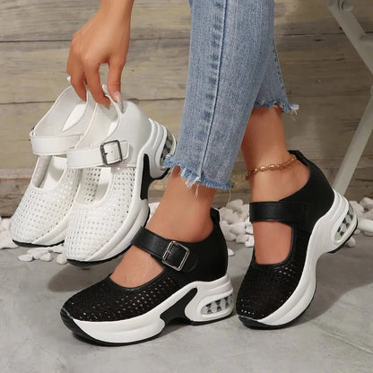 Breathable Mesh Platform Sneakers - VILLA FASHION