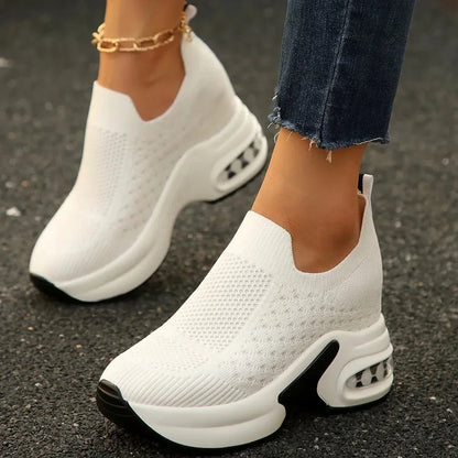 Breathable Mesh Platform Sneakers - VILLA FASHION