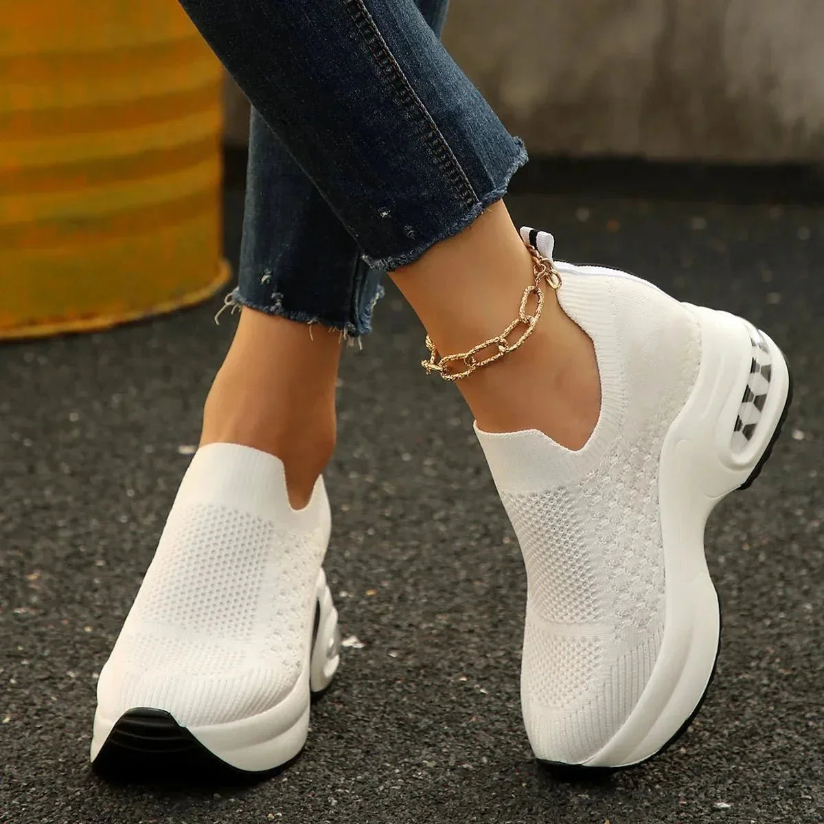Breathable Mesh Platform Sneakers - VILLA FASHION