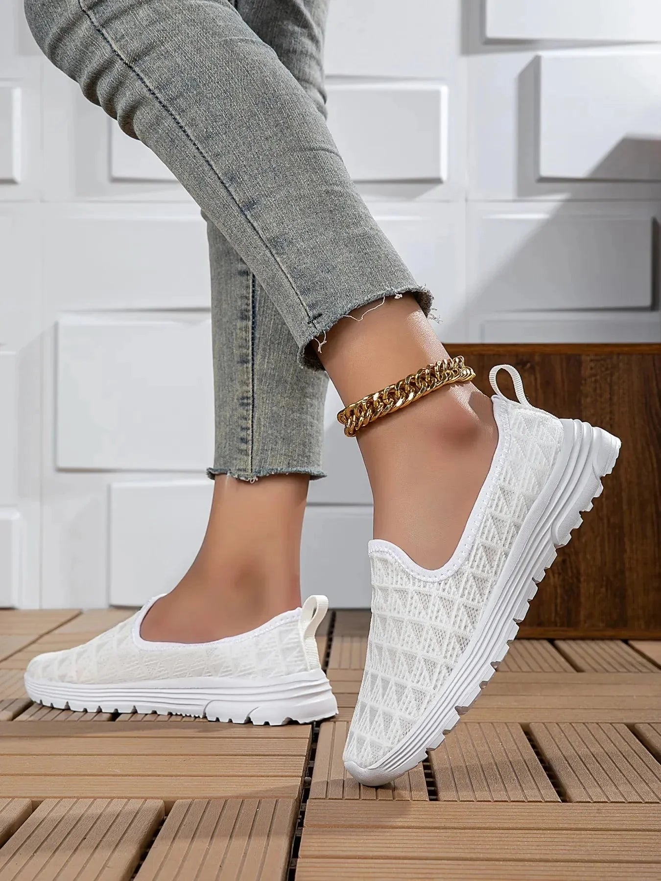 Breathable Mesh Slip - On Sneakers - VILLA FASHION