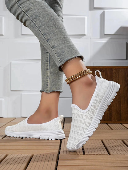 Breathable Mesh Slip - On Sneakers - VILLA FASHION