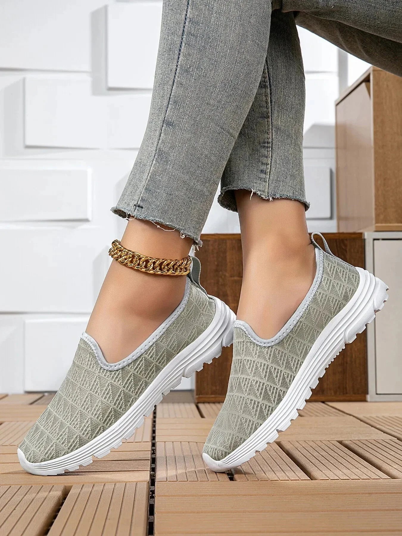 Breathable Mesh Slip - On Sneakers - VILLA FASHION