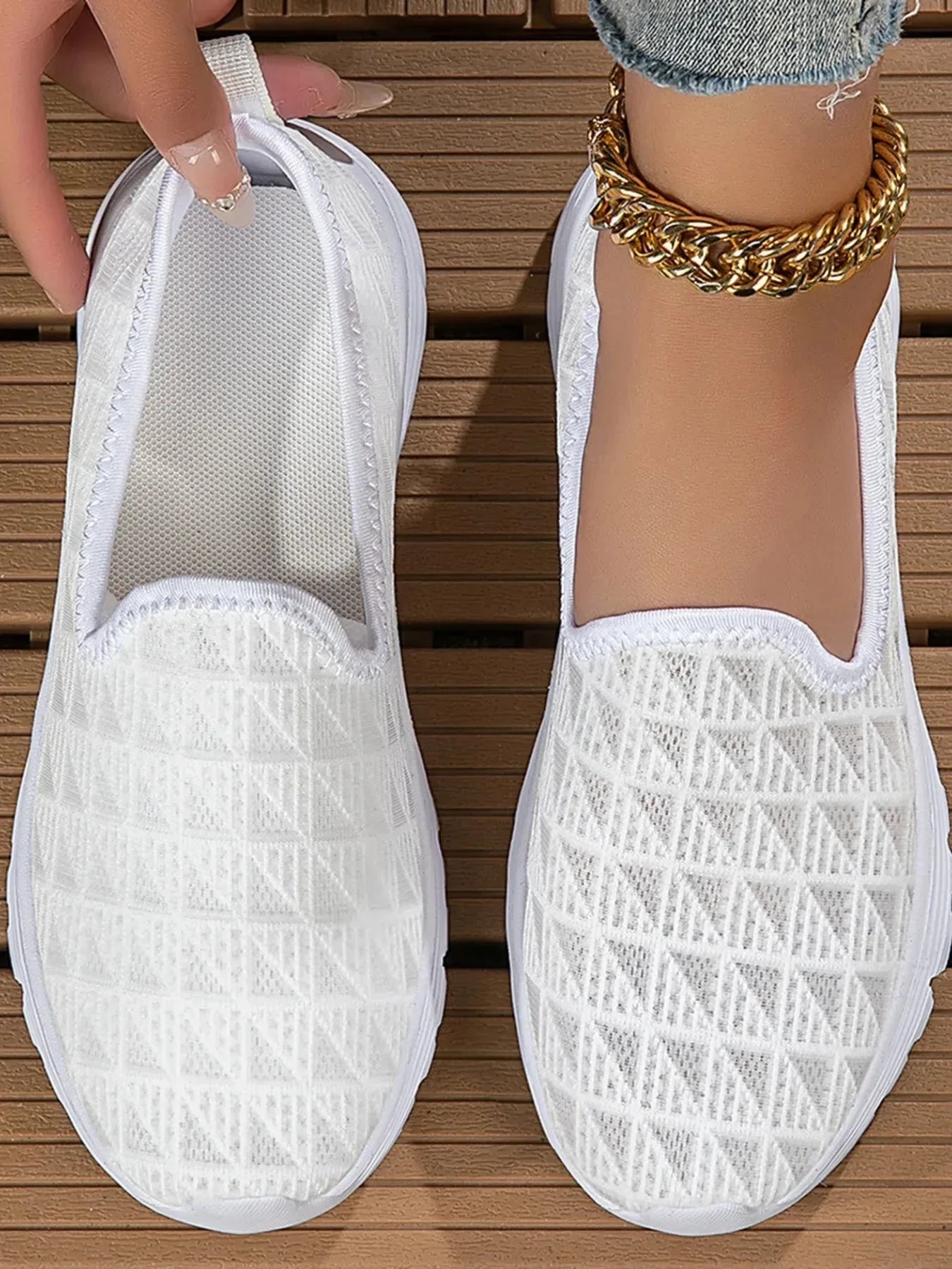 Breathable Mesh Slip - On Sneakers - VILLA FASHION