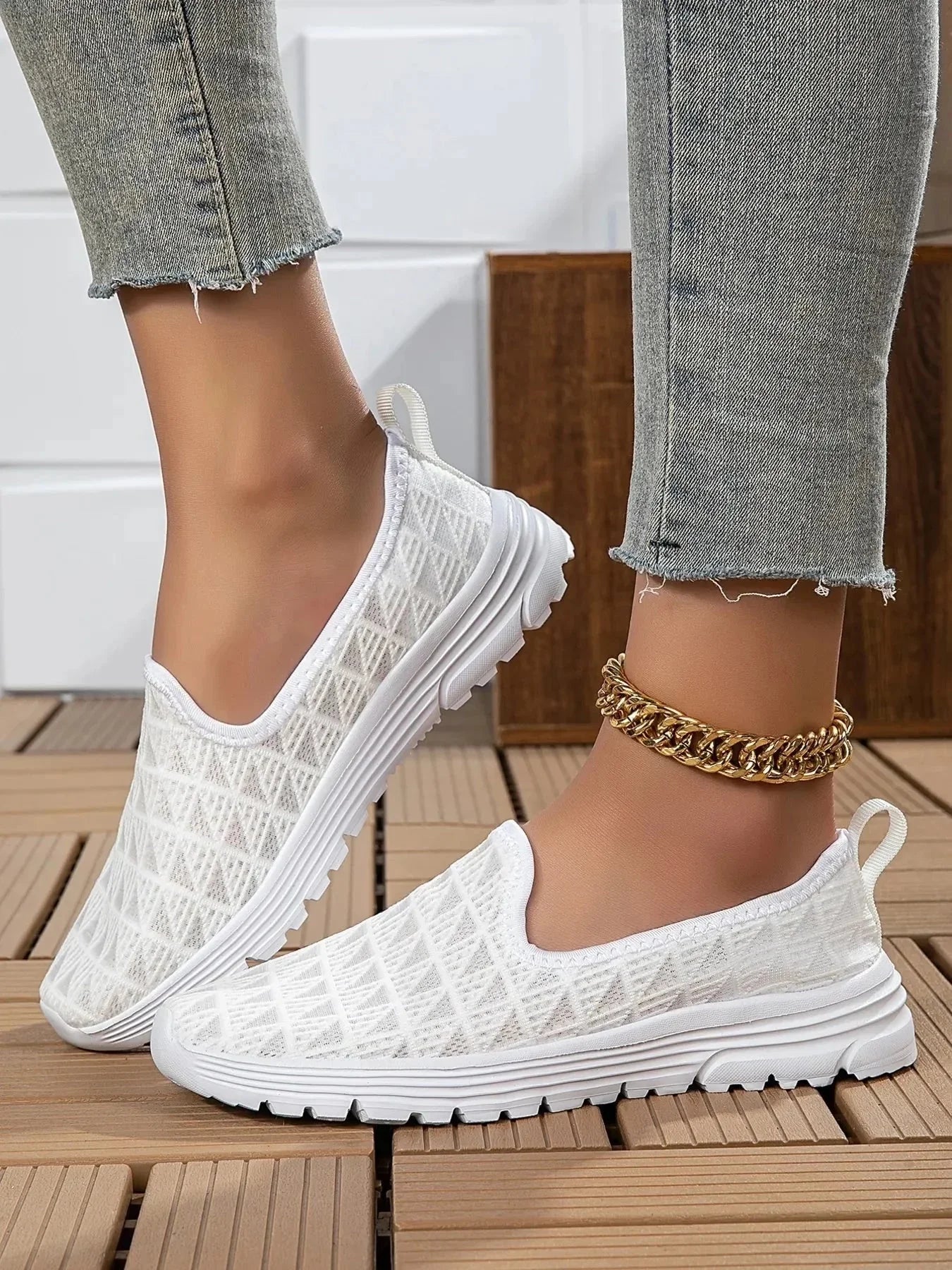 Breathable Mesh Slip - On Sneakers - VILLA FASHION