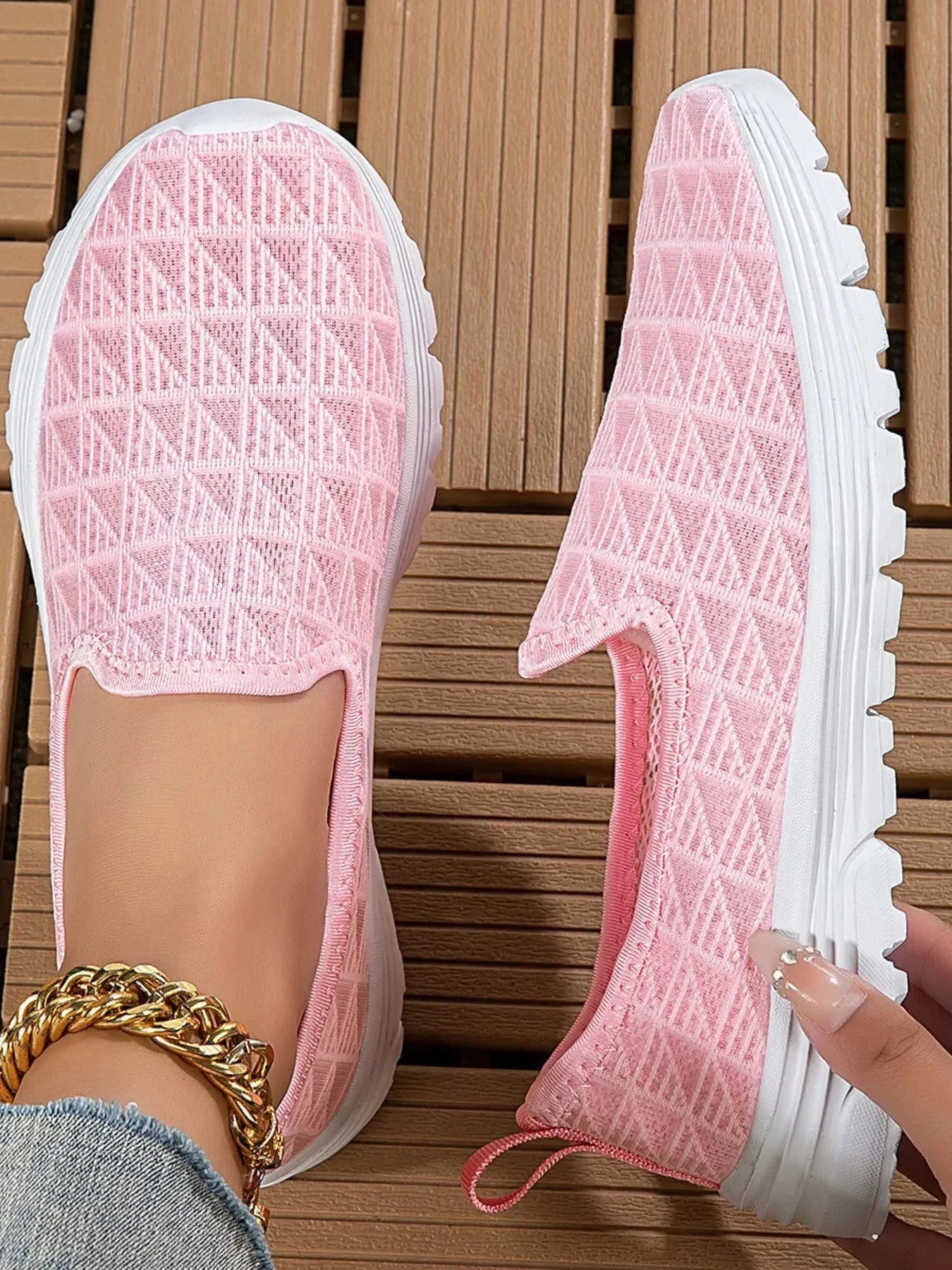 Breathable Mesh Slip - On Sneakers - VILLA FASHION