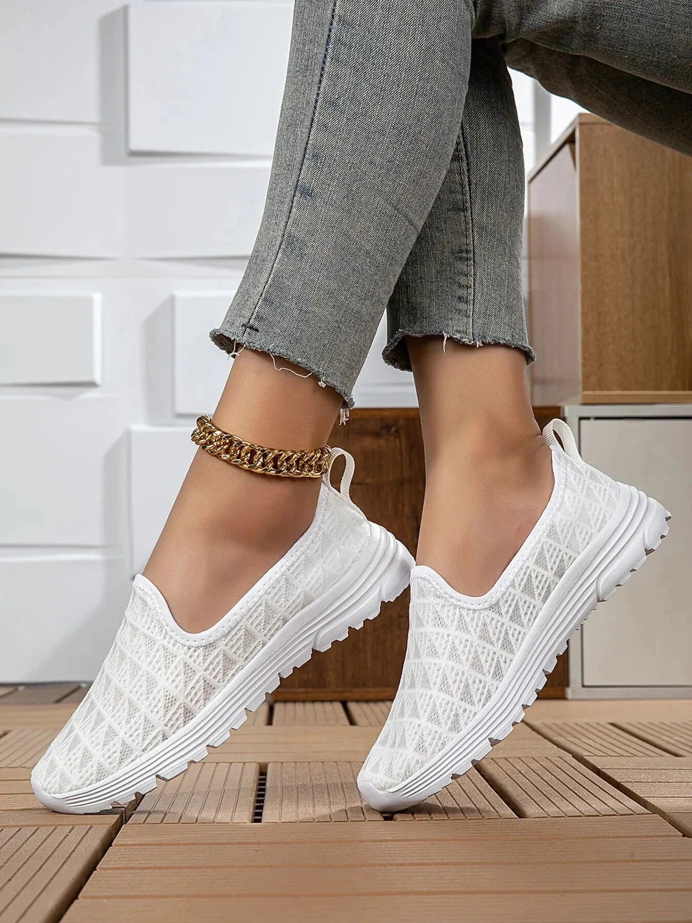 Breathable Mesh Slip - On Sneakers - VILLA FASHION