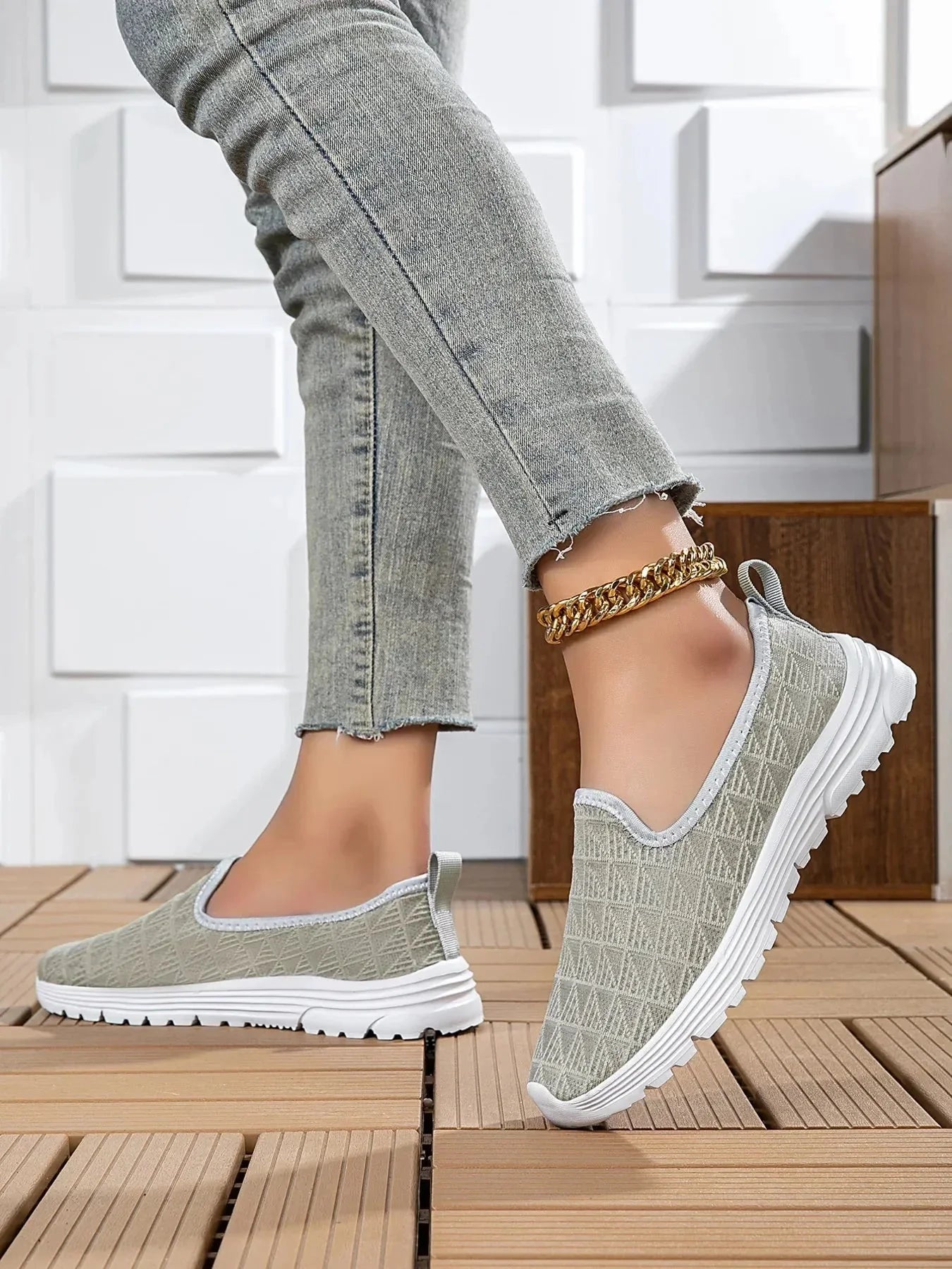 Breathable Mesh Slip - On Sneakers - VILLA FASHION