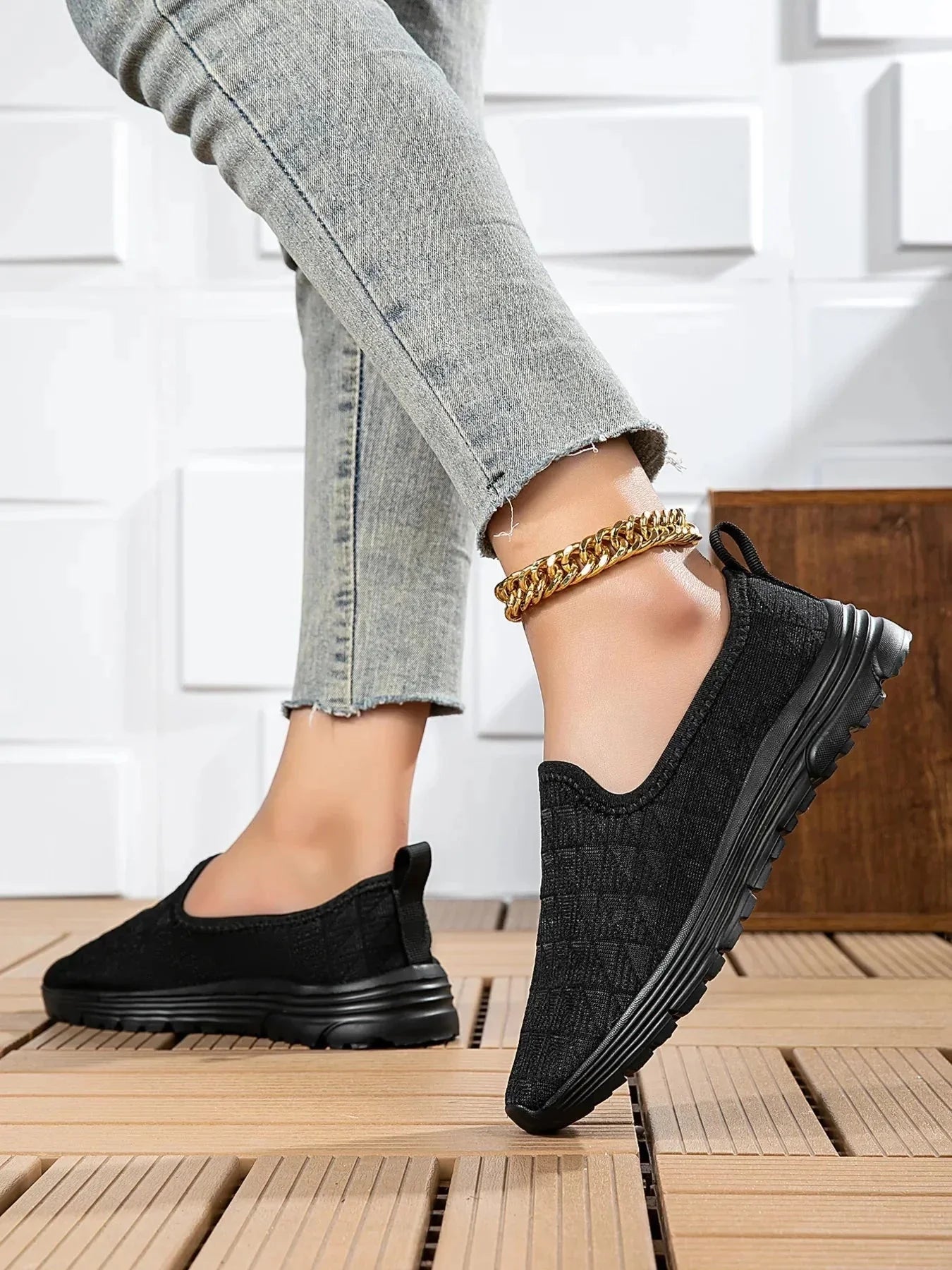 Breathable Mesh Slip - On Sneakers - VILLA FASHION