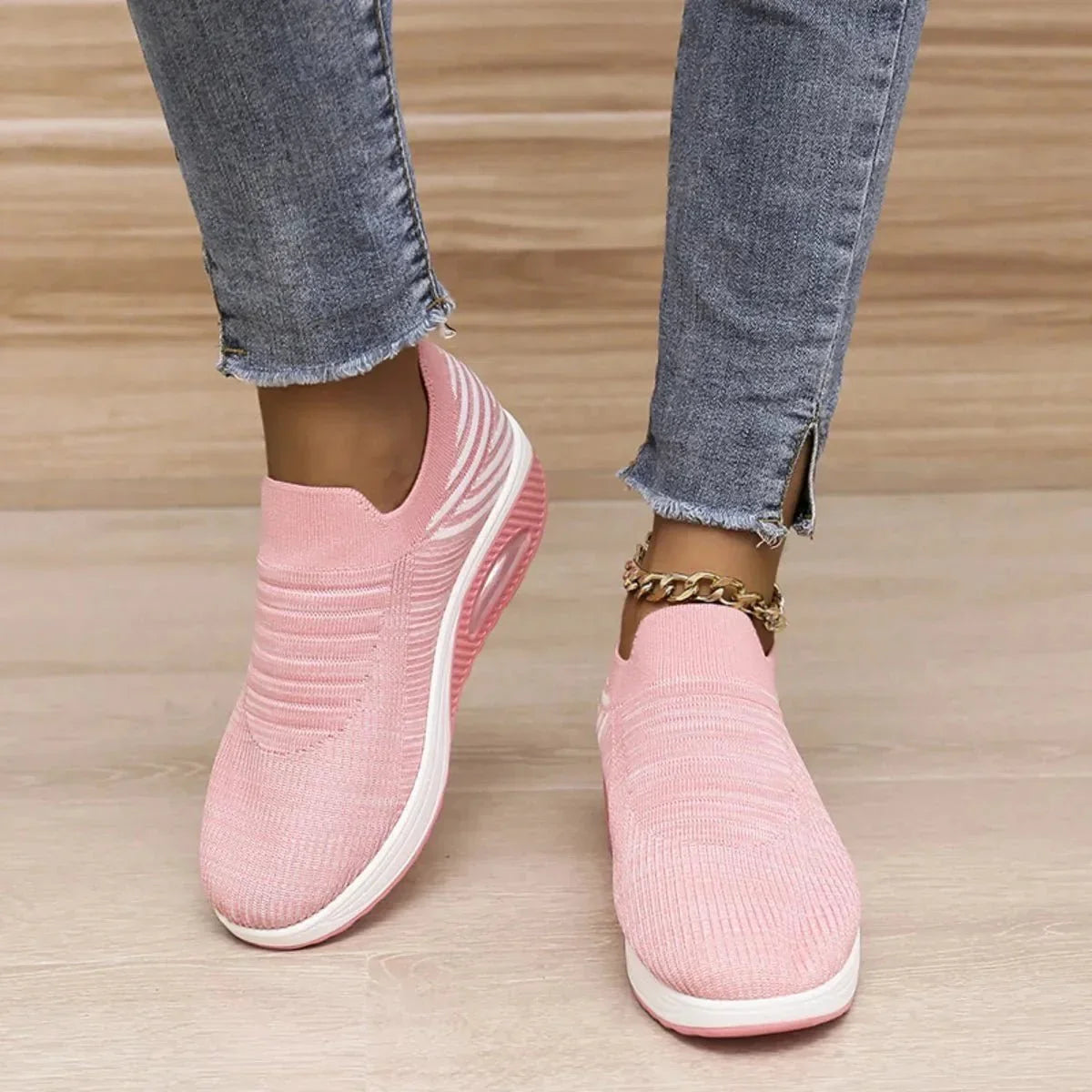 Breathable Mesh Wedge Sneakers - VILLA FASHION