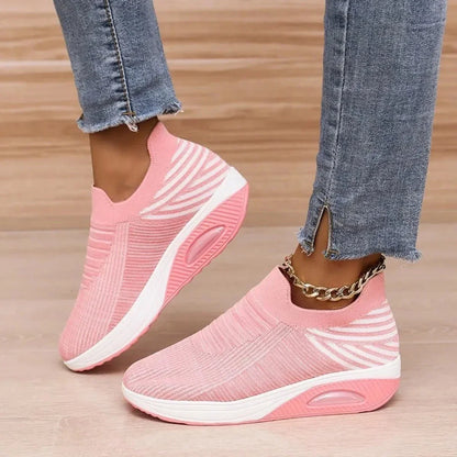 Breathable Mesh Wedge Sneakers - VILLA FASHION