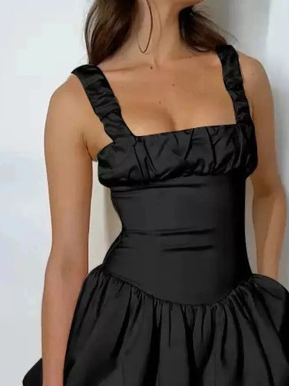 Bubble Hem Mini Dress - VILLA FASHION