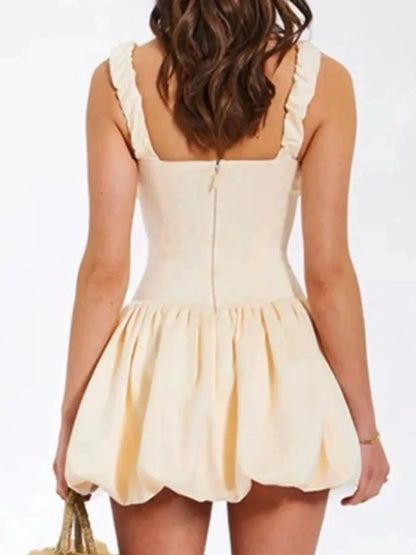 Bubble Hem Mini Dress - VILLA FASHION