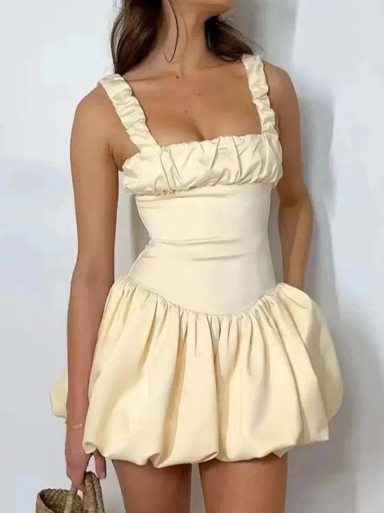 Bubble Hem Mini Dress - VILLA FASHION