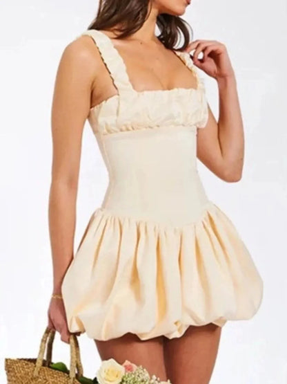 Bubble Hem Mini Dress - VILLA FASHION