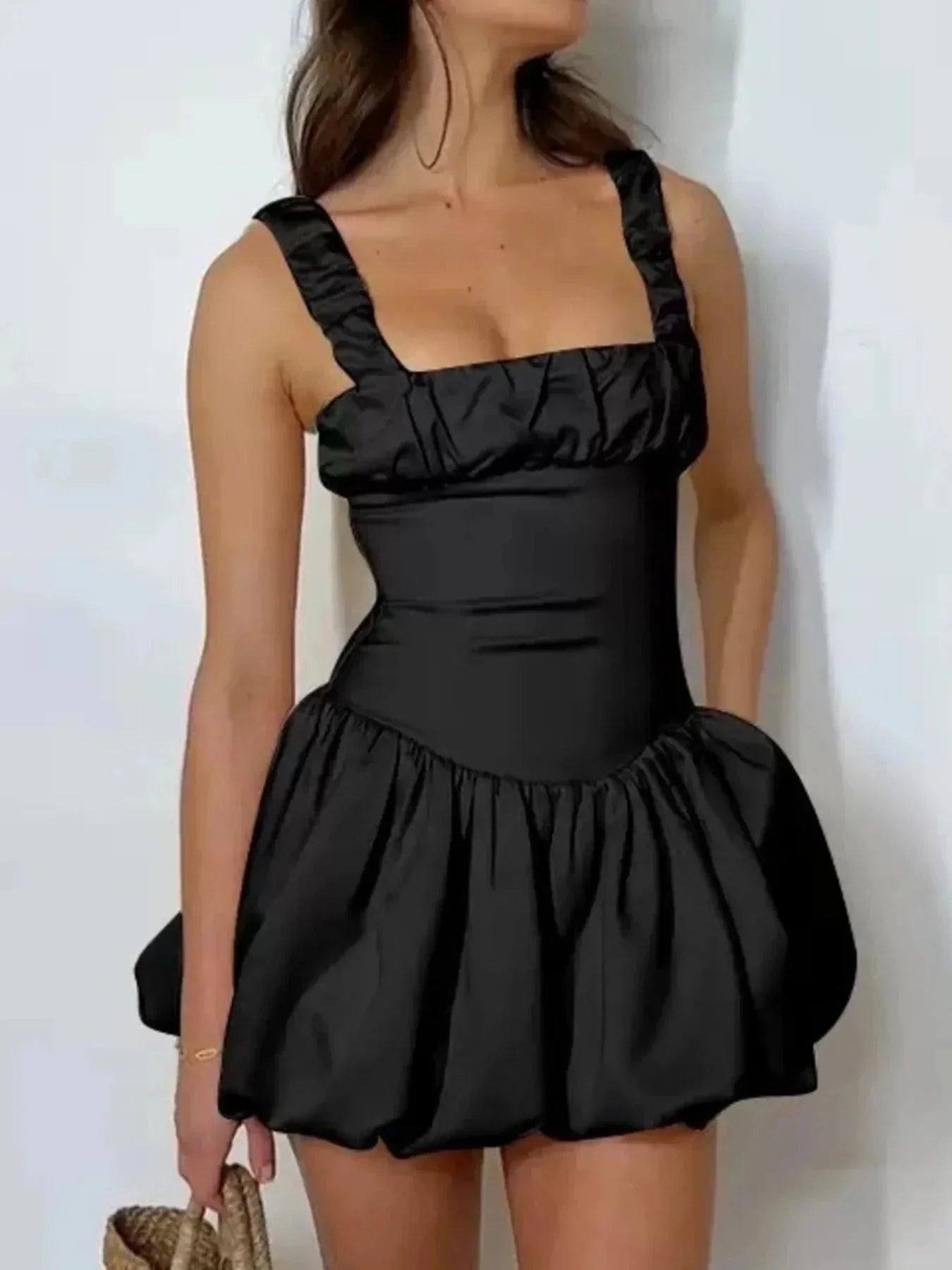 Bubble Hem Mini Dress - VILLA FASHION