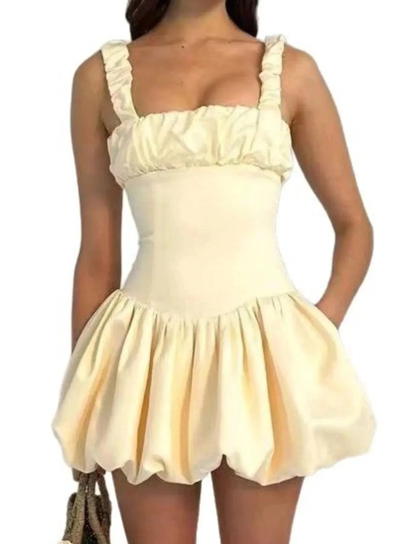 Bubble Hem Mini Dress - VILLA FASHION