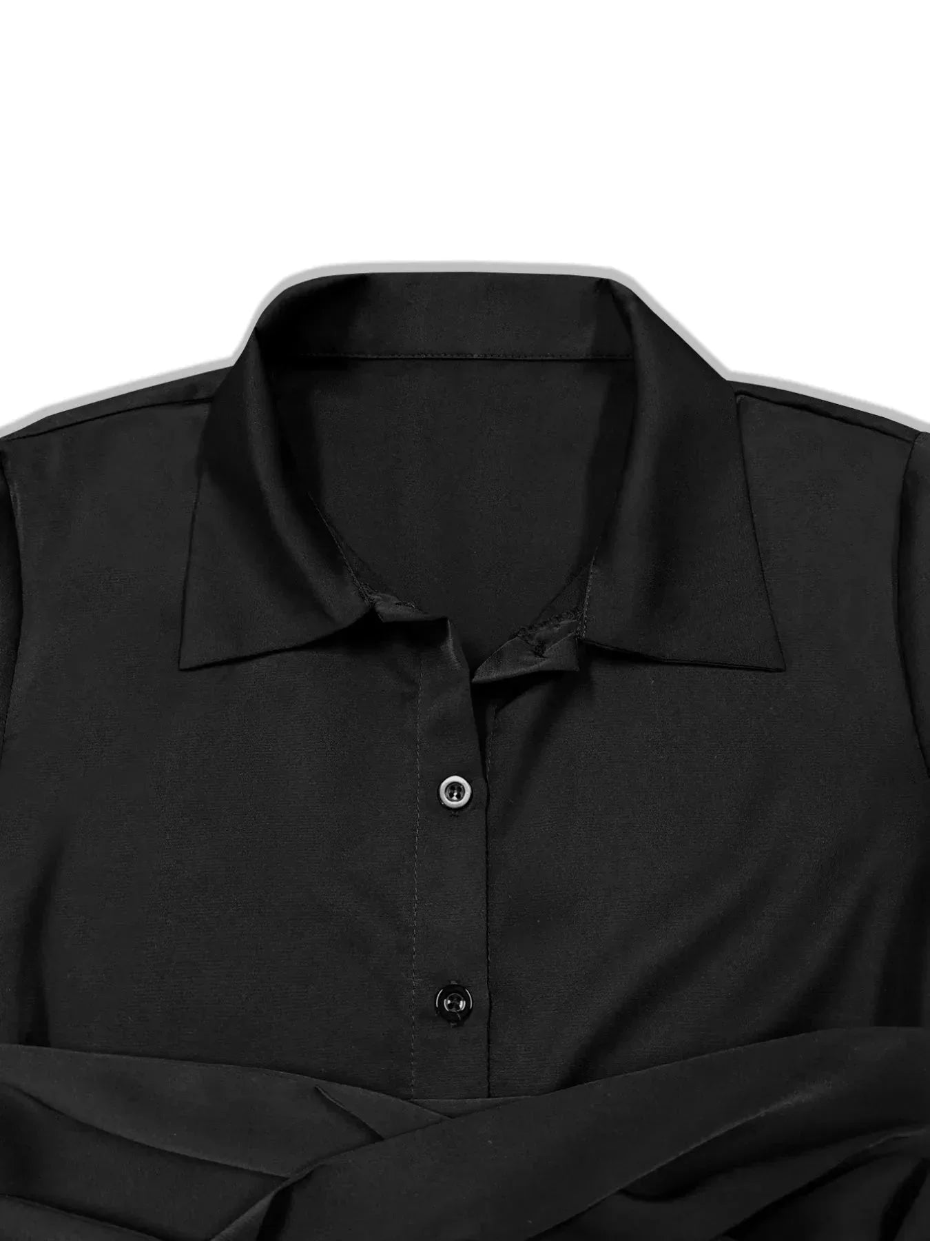 Button Down Belted Midi Shirt Dress - VILLA FASHION