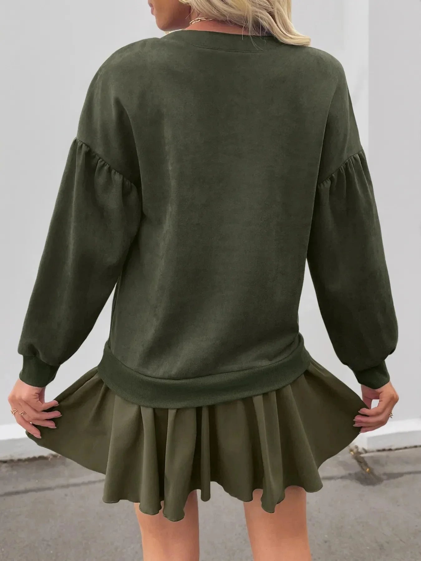 Button Front Mini Sweatshirt Dress - VILLA FASHION