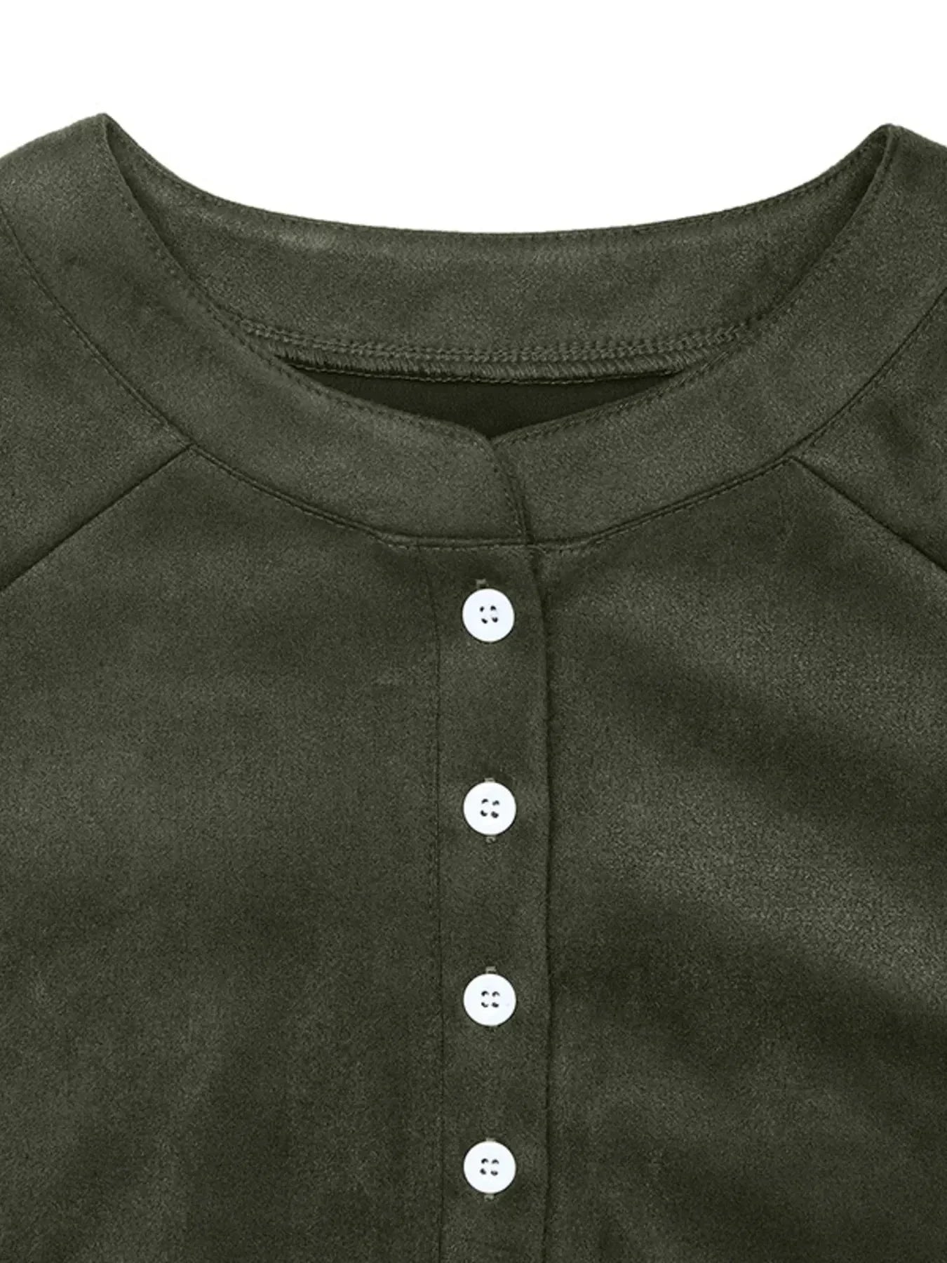 Button Front Mini Sweatshirt Dress - VILLA FASHION