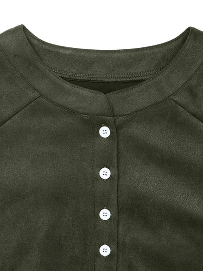 Button Front Mini Sweatshirt Dress - VILLA FASHION