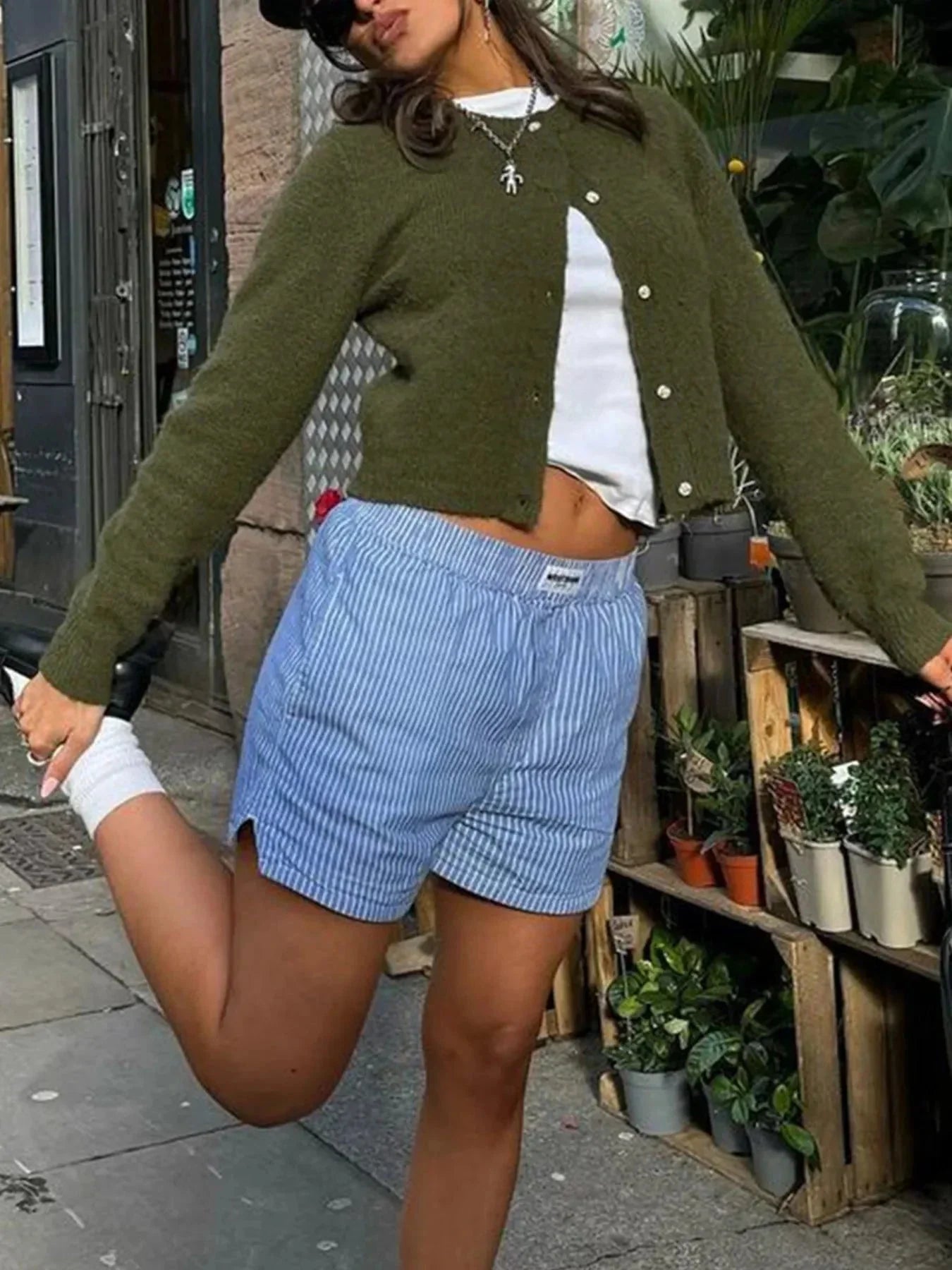 Button - Up Cropped Sweater Cardigan - VILLA FASHION