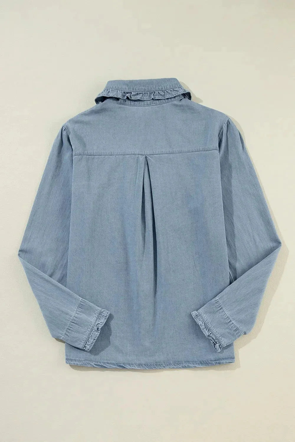 Button Up Long Sleeve Denim Top - VILLA FASHION