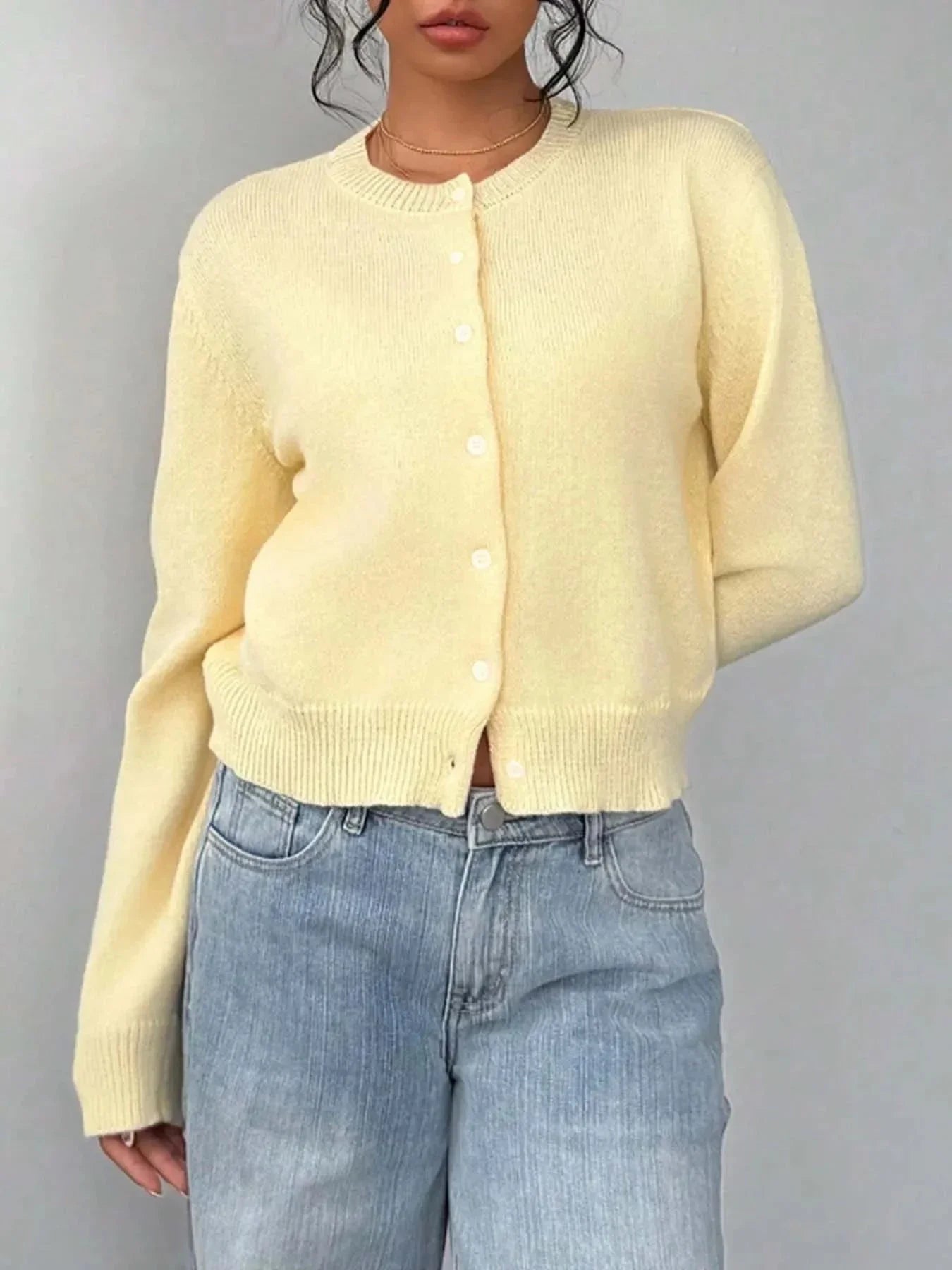 Button - Up Long Sleeve Knit Cardigan - VILLA FASHION