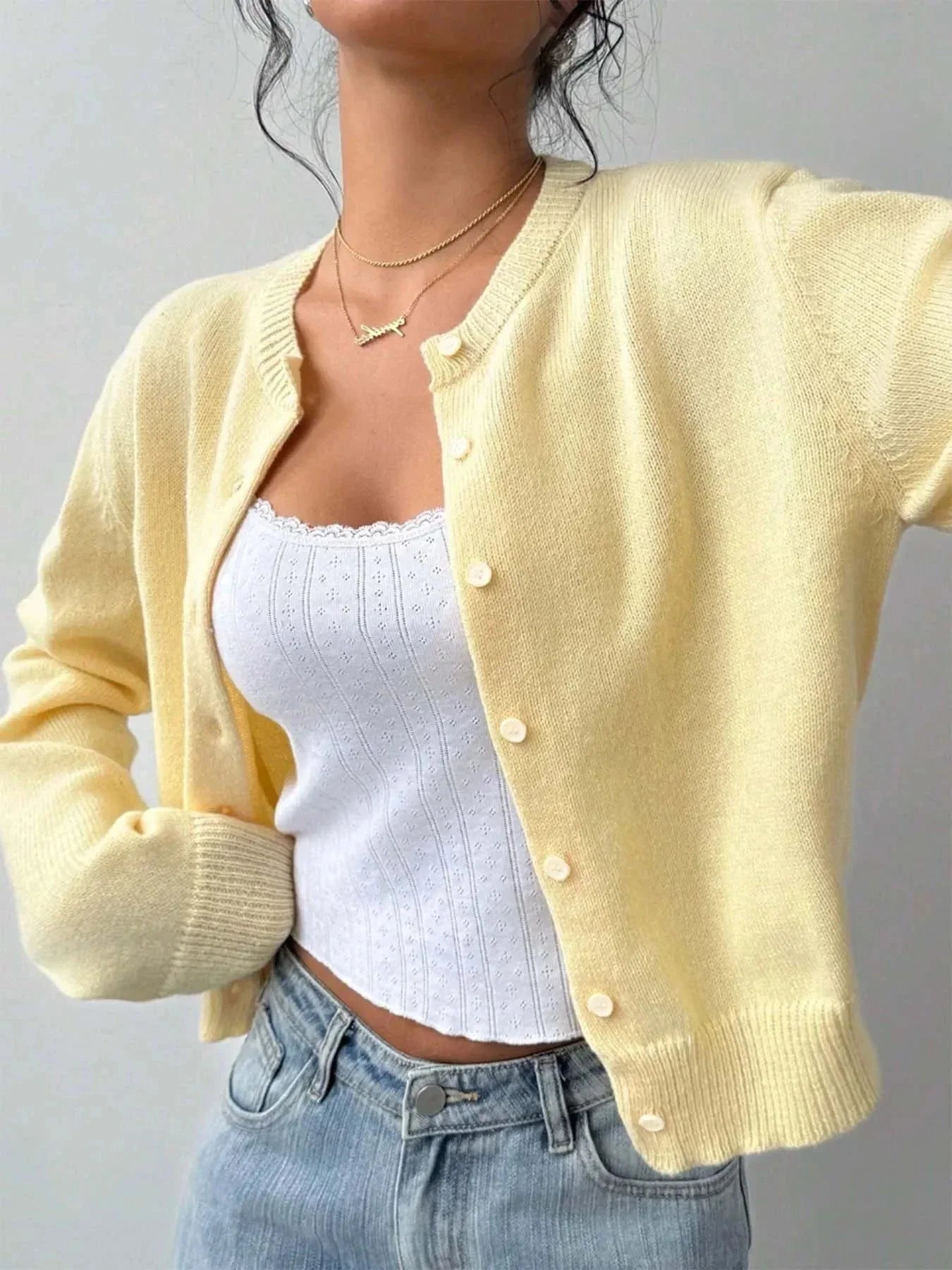 Button - Up Long Sleeve Knit Cardigan - VILLA FASHION