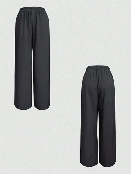 Button Up Sleeveless Top and Pants Set - VILLA FASHION