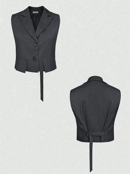 Button Up Sleeveless Top and Pants Set - VILLA FASHION