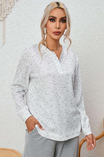 Buttoned Long Sleeve Top - VILLA FASHION