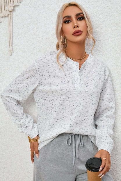 Buttoned Long Sleeve Top - VILLA FASHION