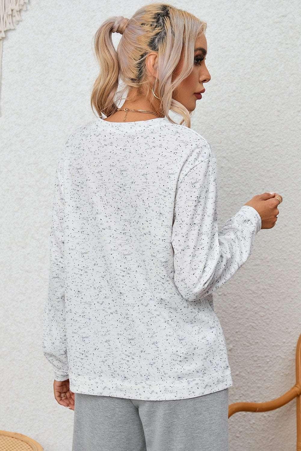 Buttoned Long Sleeve Top - VILLA FASHION