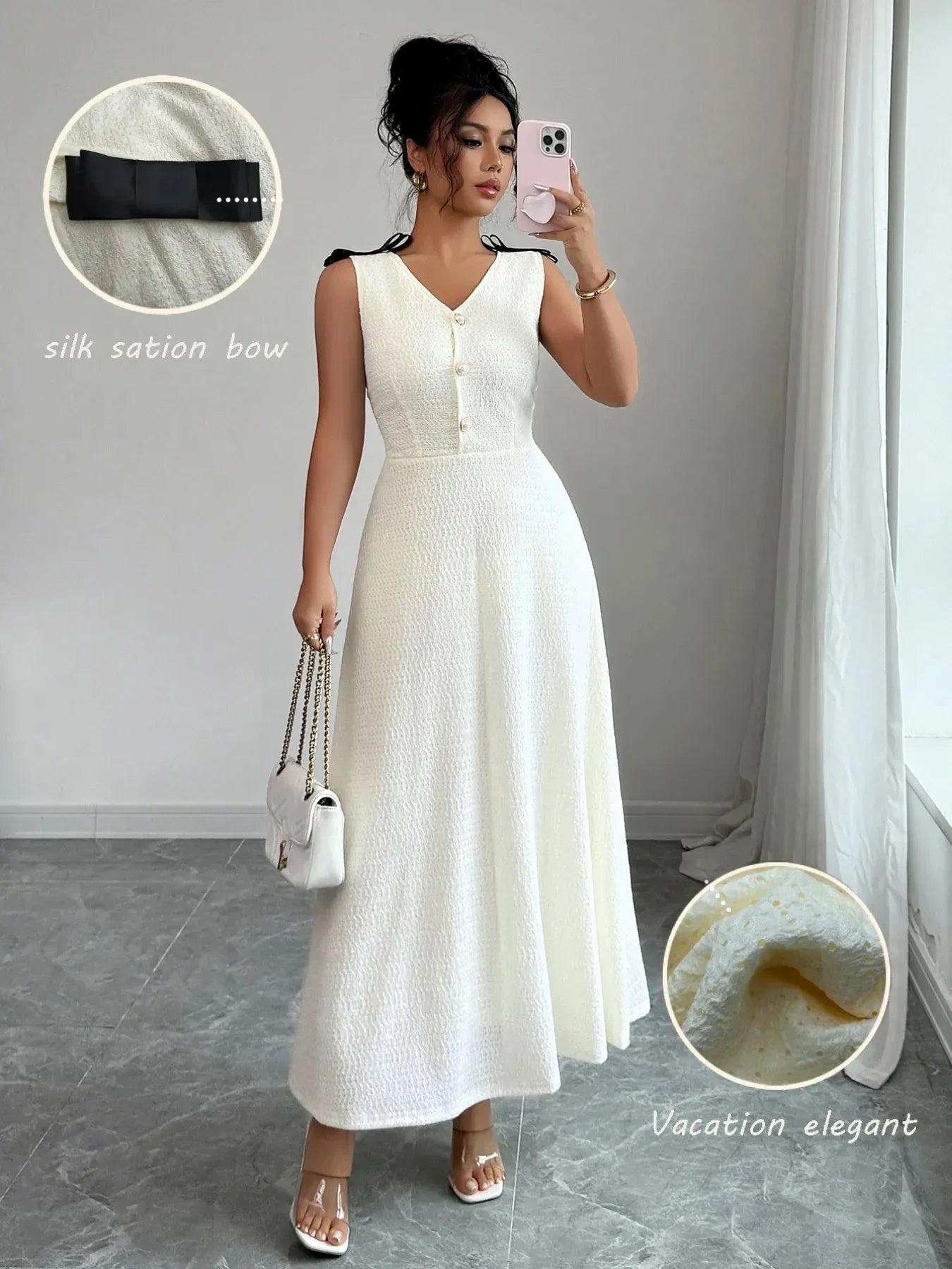 Buttoned Sleeveless Maxi Tank Dress - VILLA FASHION