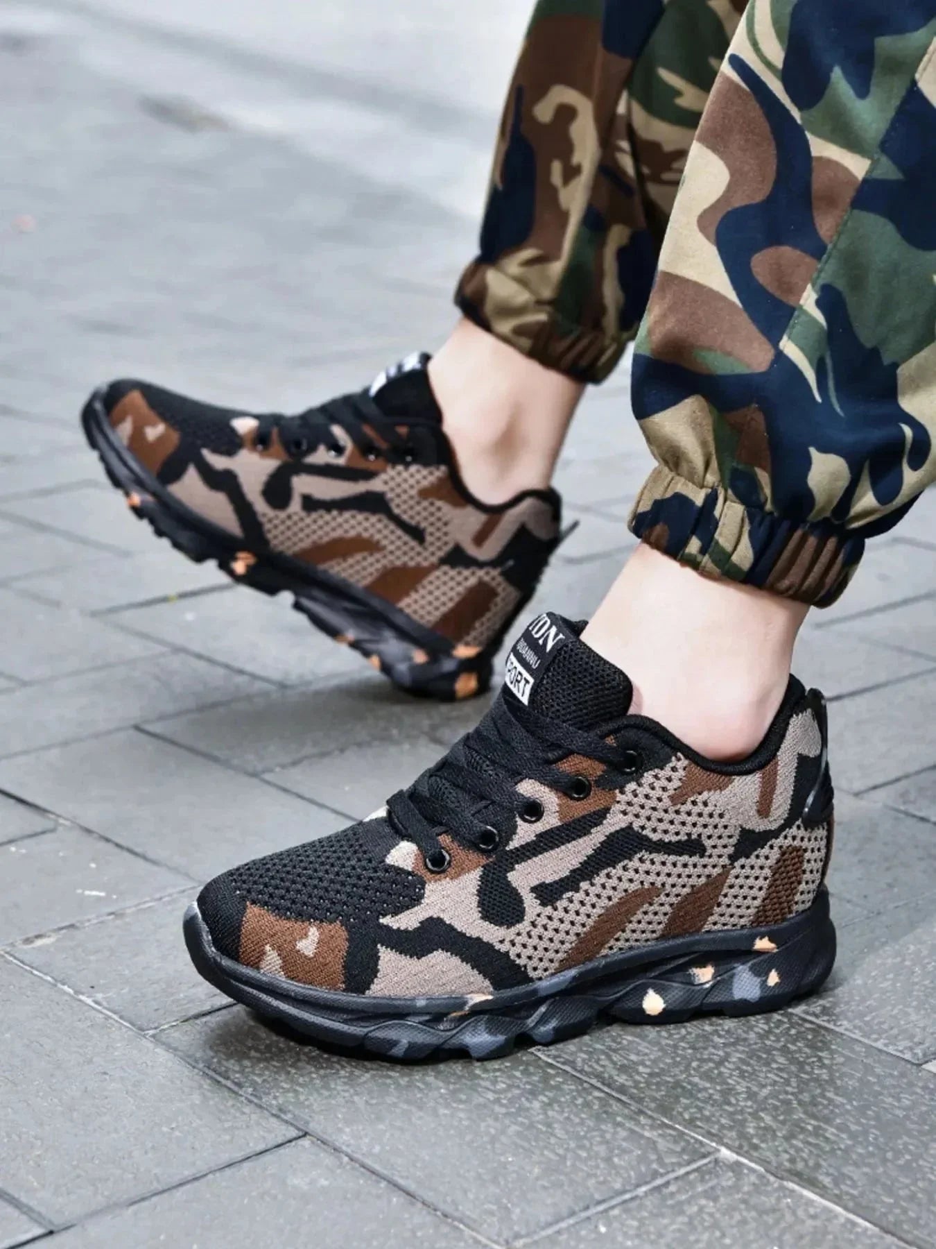Camouflage Mesh Athletic Sneakers - VILLA FASHION