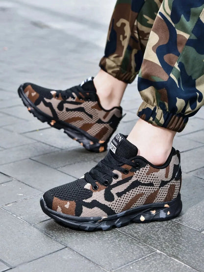 Camouflage Mesh Athletic Sneakers - VILLA FASHION
