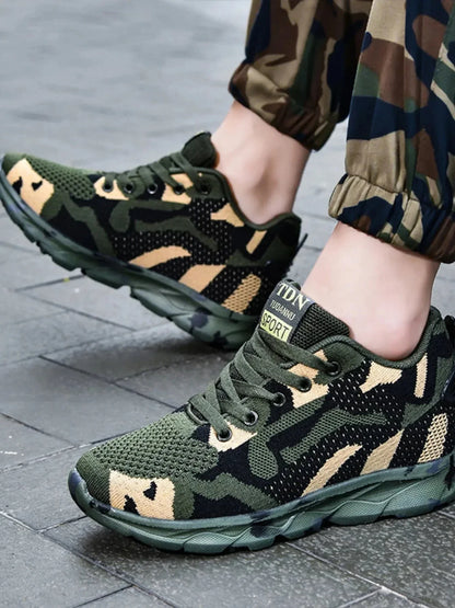 Camouflage Mesh Athletic Sneakers - VILLA FASHION