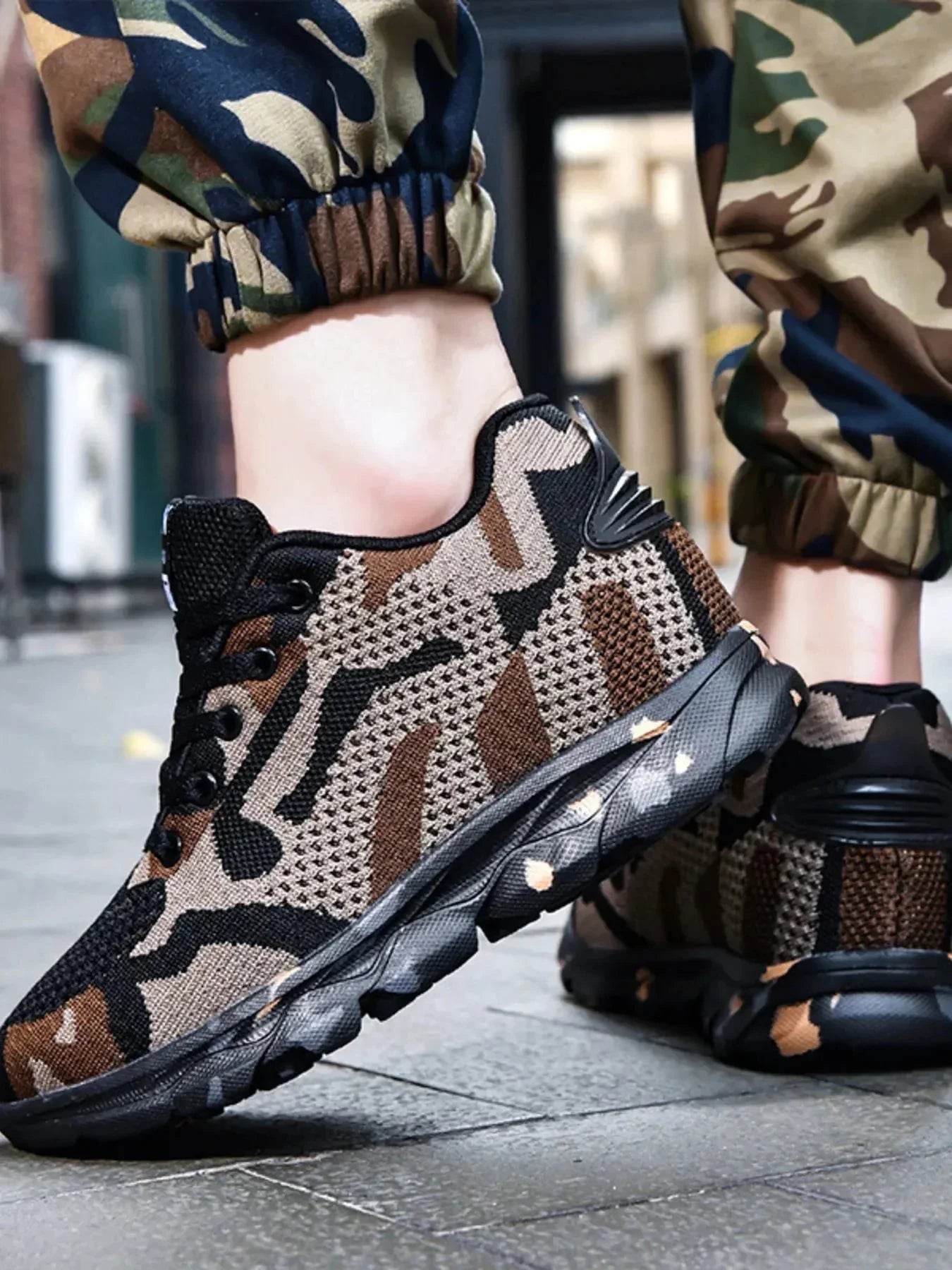 Camouflage Mesh Athletic Sneakers - VILLA FASHION