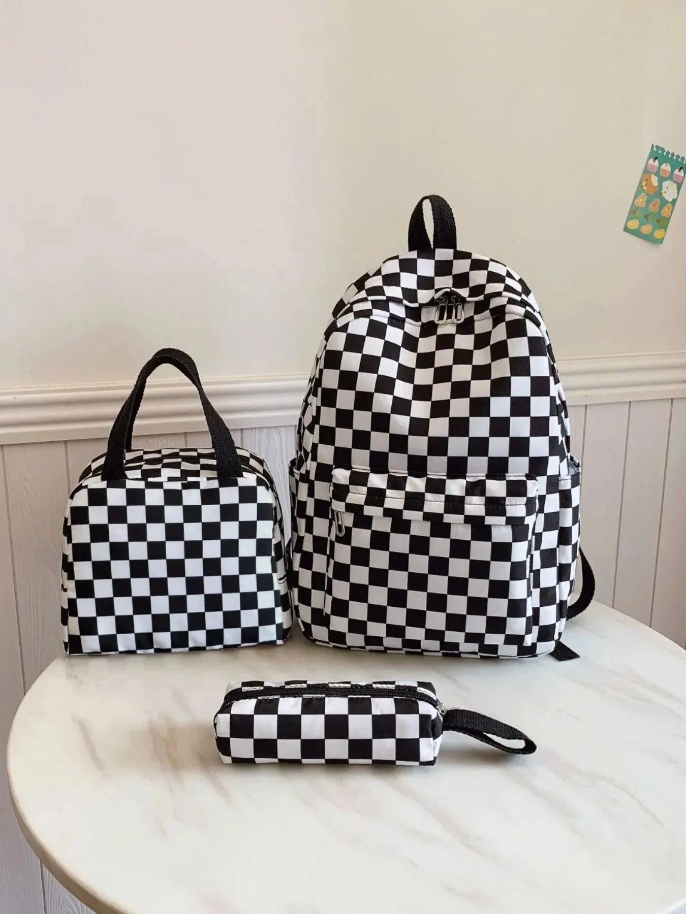 Checkered Pattern 3 - Piece Bag Set - VILLA FASHION