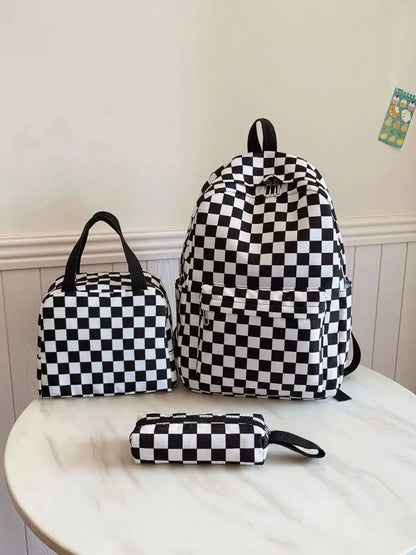 Checkered Pattern 3 - Piece Bag Set - VILLA FASHION