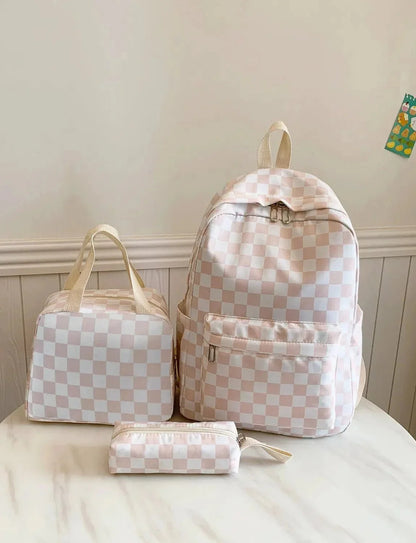 Checkered Pattern 3 - Piece Bag Set - VILLA FASHION