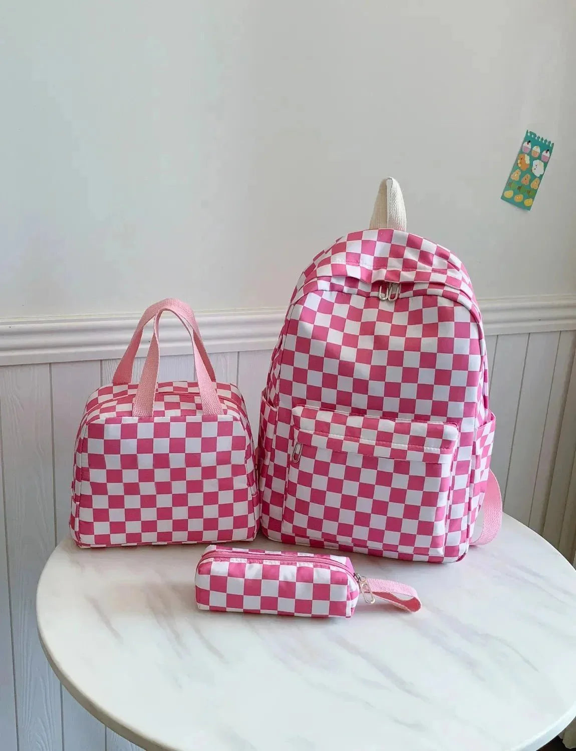 Checkered Pattern 3 - Piece Bag Set - VILLA FASHION