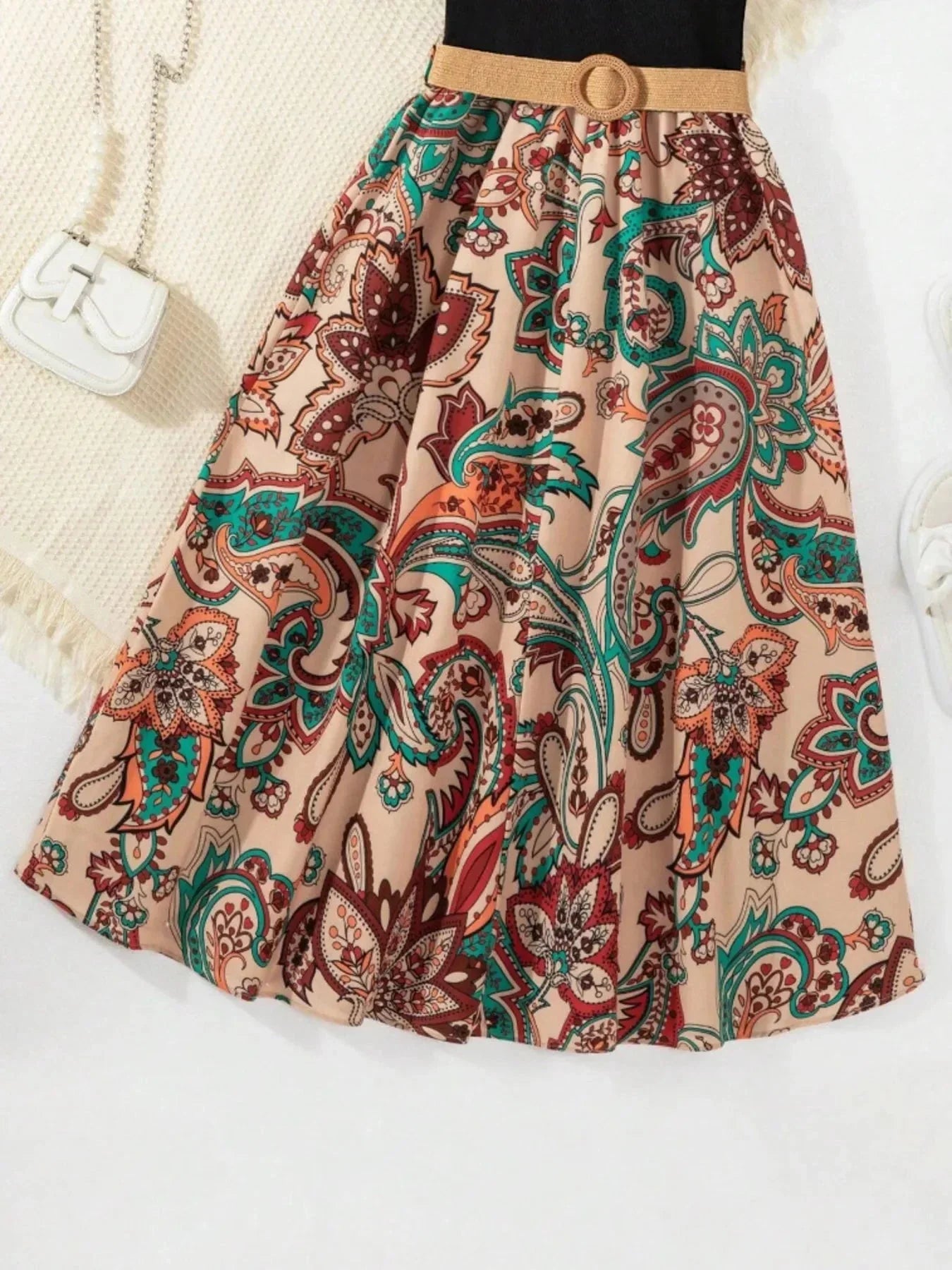 Children's Printed Short Sleeve Dress - VILLA FASHION