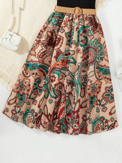 Children's Printed Short Sleeve Dress - VILLA FASHION